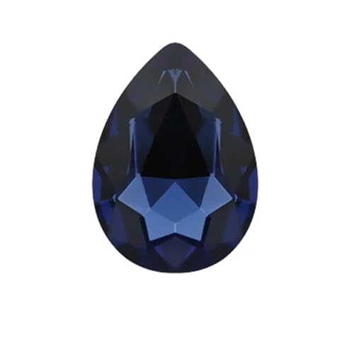 Crystal Kunststoffperlen Wassertropfenförmiges Kristallglas for Aufnähen von Strasssteinen, DIY-Kleidung, Schmuckherstellung, Zubehör(Ink-blue colour,10x14mm 50pcs) von LNNXSZ