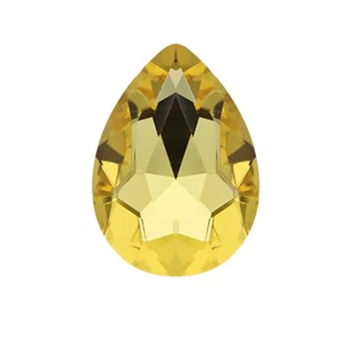 Crystal Kunststoffperlen Wassertropfenförmiges Kristallglas for Aufnähen von Strasssteinen, DIY-Kleidung, Schmuckherstellung, Zubehör(Light Yellow,10x14mm 50pcs) von LNNXSZ