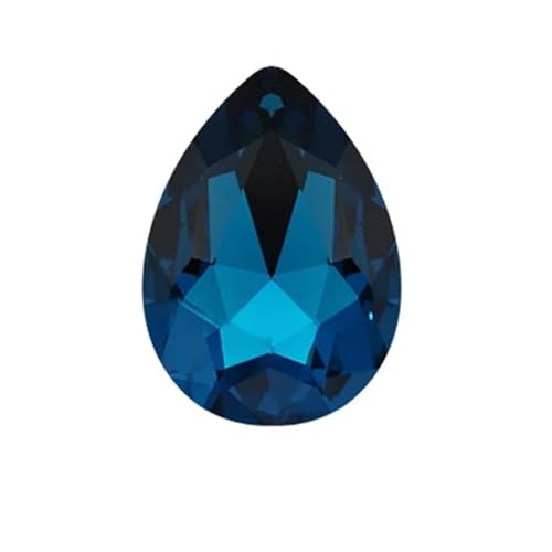 Crystal Kunststoffperlen Wassertropfenförmiges Kristallglas for Aufnähen von Strasssteinen, DIY-Kleidung, Schmuckherstellung, Zubehör(Peacock Blue,10x14mm 50pcs) von LNNXSZ