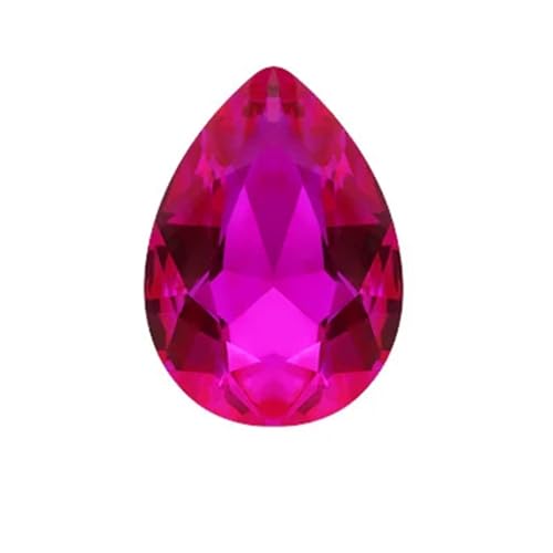 Crystal Kunststoffperlen Wassertropfenförmiges Kristallglas for Aufnähen von Strasssteinen, DIY-Kleidung, Schmuckherstellung, Zubehör(Rose Red,10x14mm 50pcs) von LNNXSZ