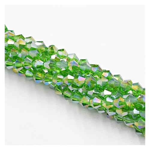 Kristall Facettierte Perlen 4MM 100PCS Doppelkegel Kristall Perlen Transparent Grün Farbe Beschichtung Schmuck Machen DIY(006AB) von LNNXSZ