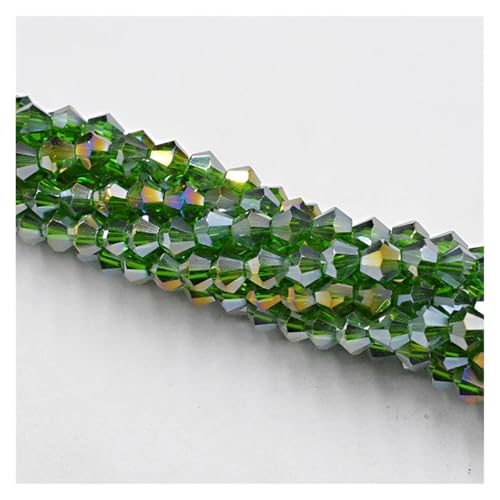 Kristall Facettierte Perlen 4MM 100PCS Doppelkegel Kristall Perlen Transparent Grün Farbe Beschichtung Schmuck Machen DIY(007AB) von LNNXSZ