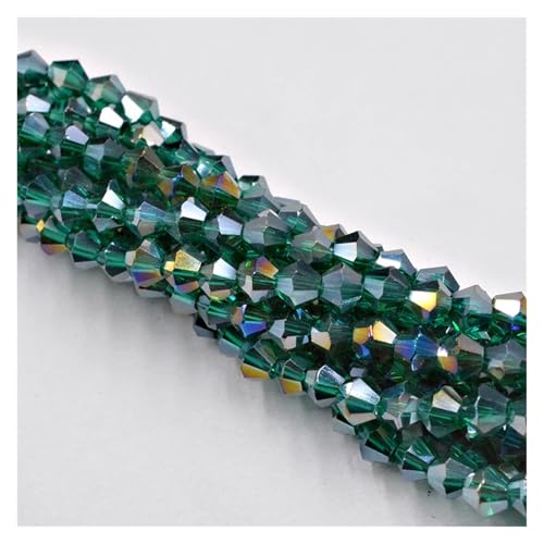 Kristall Facettierte Perlen 4MM 100PCS Doppelkegel Kristall Perlen Transparent Grün Farbe Beschichtung Schmuck Machen DIY(024AB) von LNNXSZ