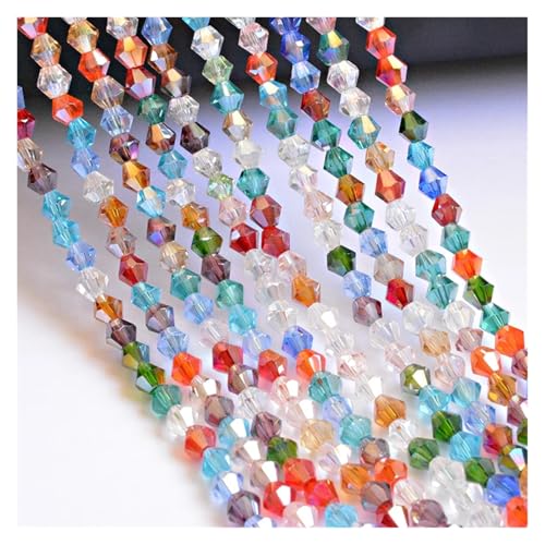 Kristall Facettierte Perlen 4MM 100PCS Doppelkegel Kristall Perlen Transparent Grün Farbe Beschichtung Schmuck Machen DIY(302) von LNNXSZ