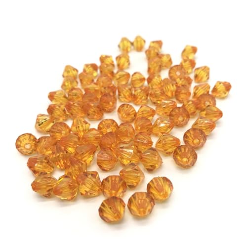 Kristall Facettierte Perlen 6mm 8mm 10mm facettierte Doppelkegel-Kristall-Acryl-Perlen, lose Abstandshalter, runde Perlen for Selbermachen, Schmuckherstellung(Orange,6mm 200pcs) von LNNXSZ