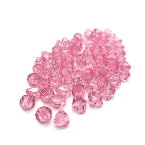 Kristall Facettierte Perlen 6mm 8mm 10mm facettierte Doppelkegel-Kristall-Acryl-Perlen, lose Abstandshalter, runde Perlen for Selbermachen, Schmuckherstellung(Pink,10mm 50pcs) von LNNXSZ