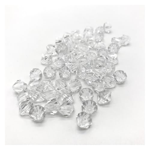 Kristall Facettierte Perlen 6mm 8mm 10mm facettierte Doppelkegel-Kristall-Acryl-Perlen, lose Abstandshalter, runde Perlen for Selbermachen, Schmuckherstellung(White,8mm 100pcs) von LNNXSZ