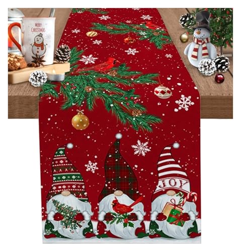 Tischtuch Weihnachtstischdecke Weihnachten Schneeflocken Kardinäle Leinen Tischläufer Hochzeit Dekor Winter Weihnachten Esstisch Läufer Weihnachtsdekorationen(150x33cm 59x13inch) von LNNXSZ