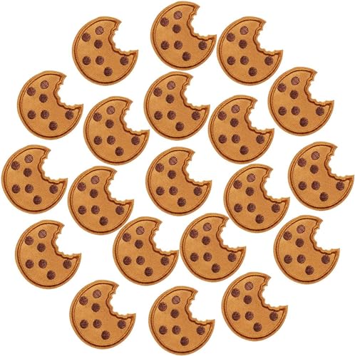 20 Cookies Aufnäher Zum Aufbügeln Kekse Bestickter Stoffaufkleber Dekorativer Keksaufnäher Patch Gesticktes Etikett Gebügeltes Gesticktes Abzeichen Borten und Ornamente von LNYMZD