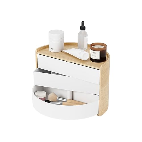 LOANDSDE Schmuckkästchen, drehbare Schmuckschatulle, Holz, halbrund, Schmuck-Organizer-Box, Aufbewahrungsbox für Halsketten, Armbänder, Ohrringe, Uhren, Aufbewahrung für Damen und Mädchen (A) von LOANDSDE