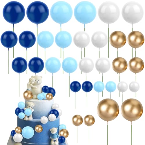 32 Stück Tortendeko Kugeln Cake Topper,Schaum Ball Cake Topper,Schaum Kugeln Palm Leaves Cake Toppers Tortendeko,Mini-Ballons Tortenaufleger für Hochzeit Party Geburtstag Jubiläum von LOBVABA