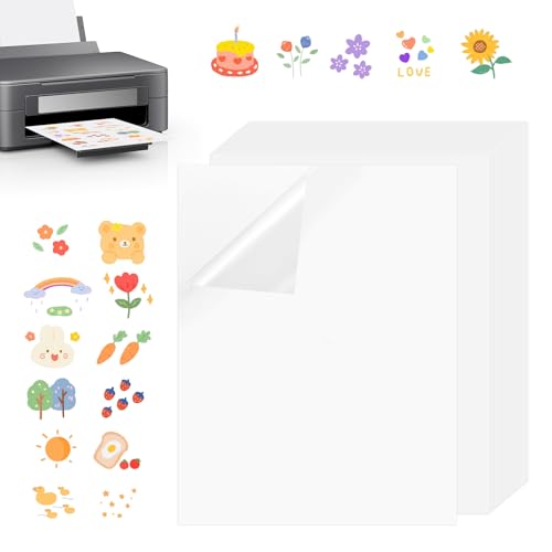 Selbstklebende Folien Bedrucken,20 Stück A4 Klebefolien Druckerpapier,Stickerpapier Papier Zum Bedrucke,Vinylfolie Inkjet Aufkleber Sticker,Aufkleber Selbstklebend für Tintenstrahldrucker Laserdrucker von LOBVABA