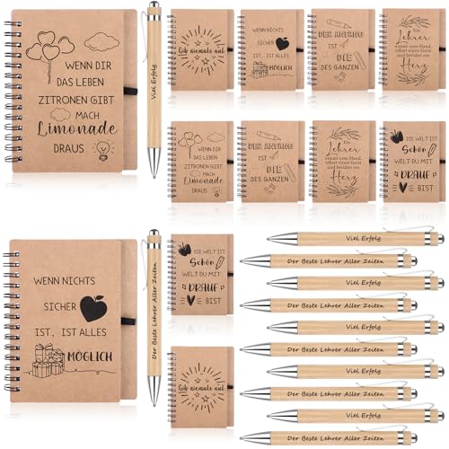 12 Set Dankeschön Geschenke für Lehrer Kollegen Inspirierende Kugelschreiber Geschenk Motivation Tagebuch Notizbücher Abschiedsgeschenke für Schule Büro Erzieherin Team Weihnachten Dankesgeschenke von LOCOLO