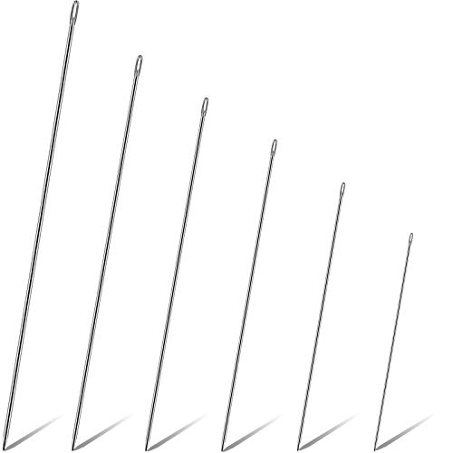 LOCOLO 6 Stück Polsternadeln Leder-Nähnadeln lange gerade Handnadeln Matratzennadel zum Handnähen, Haushaltsnadeln zum Nähen von Gurtbandkanten von LOCOLO