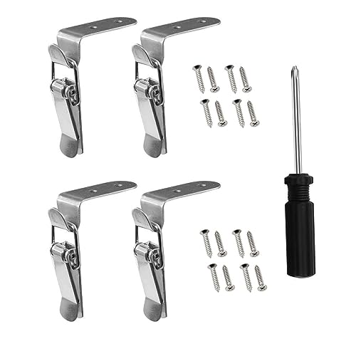 LOEASE 4 Stück Entenmaul-Schnallenhaken Hasp 90 Grad Metallfederriegel Knebelverschluss Klemmclip Silber Schrankschloss Riegelverschluss (Size : Style B-4pcs) von LOEASE