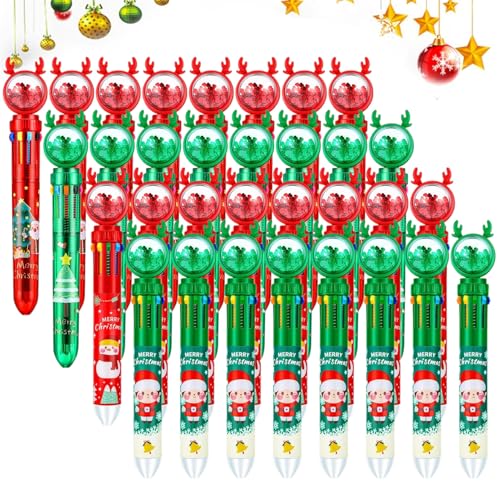 32PCS Weihnachts Kugelschreiber,10-in-1 Mehrfarbiger Druckkugelschreiber Weihnachts Schreibender Kugelschreiber, Weihnachten Kugelschreiber für Studenten Kinder Weihnachten Party Geschenke Bag Fillers von LOEPENLE