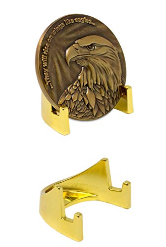 Logos Trading Post Challenge Münzständer, stabiler Münzhalter mit glänzendem Gold-Finish, keine Spitze und keine Montage erforderlich, Token-Medaillonhalter, 5 mm halbe Staffelei Münzständer von LOGOS COINS