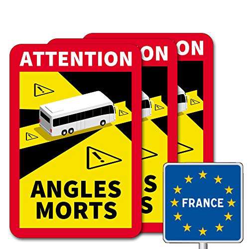 Attention Angles Morts/Achtung Tote Winkel - Set für Frankreich mit Bus-Symbol (3 Magnetschilder) von LOHOFOL