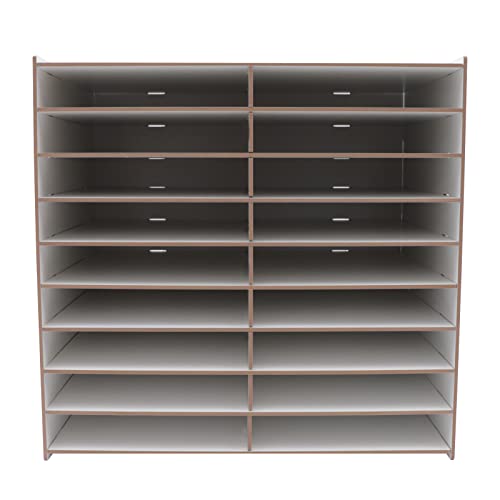 18 Fächer Schreibtisch Ablagefächer Holz,Multi-layer Storage Letter Organizer ,Aktenablage A4 stapelbar,Schreibtisch Organizer, Büro Ablagefächer, Halten Sie Ihren Desktop Sauber,51.8*33*49cm (Weiß) von LOIRIIC