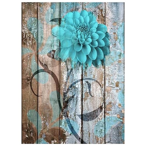 LOITTAINUE Malen Nach Zahlen Erwachsene Blume DIY Ölgemälde Leinwand Set mit 3 Pinsel und Acrylpigment für Frauen Home Deko Geburtstag Weihnachten Geschenk - 40 x 50 cm Ohne Rahmen (blaue Blume) von LOITTAINUE