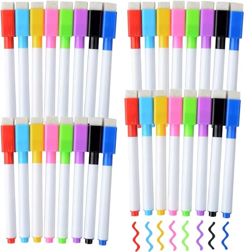 LOKBY 32 Stück Whiteboard Marker Folienstift Abwischbar Whiteboard Stifte 8 Farben Whiteboard Stift Dry Erase Marker Whiteboard Stift Whiteboard Stifte Boardmarker Magnetisch Abwischbar Mit Schwamm von LOKBY