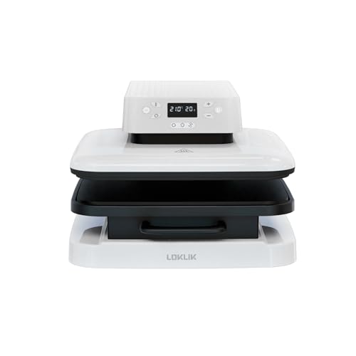 LOKLIK SG-RYJ-0049-EU-L-B2B Auto Heat Press Weiß Kompakte Heizpresse zum Aufbügeln Textildruck, 50 x 40 x 30 cm von LOKLIK