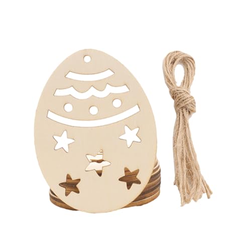 LOLIPPYY 20 Stück Osterei-Anhänger Urlaub Feenhafte Hortensienlichter Heimdekoration Eier basteln easter teigroller ostern hängende Ornamente aus Holz Osterei-Dekorationen Hölzern Beige von LOLIPPYY