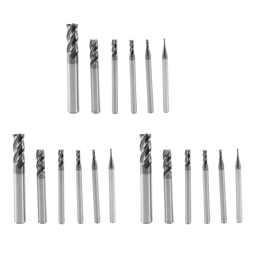 LOLPALONE 18 Stücke 4 FlöTen Schaftfräser Set für StäHle Platz Cnc Hart Metall Fräser Spiral Fräser Durchmesser (1 2 3 4 6 8Mm) von LOLPALONE