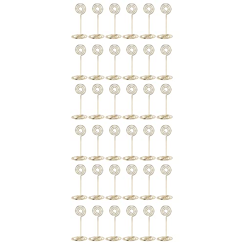 LOLPALONE 36 Paket Tischnummer Kartenhalter Fotohalter Staender Platz Papier Menue Clips, Kreisform (Golden) von LOLPALONE