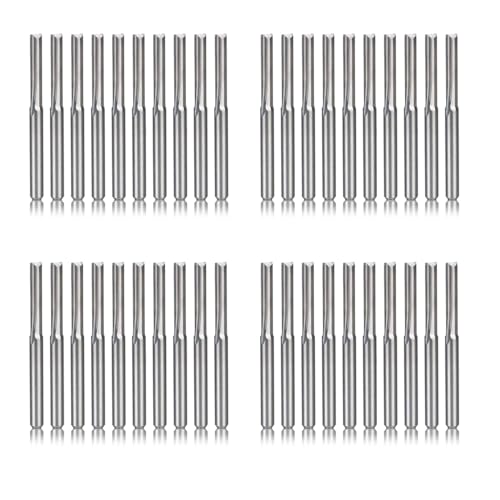 LOLPALONE 40 StüCke 2 FlöTe Cnc FräSer 3,175 mm Gerade Schlitz Wolfram Stahl FräSer für Kunststoff von LOLPALONE