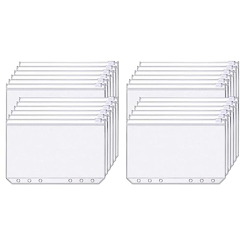 LOLPALONE 68 PCS Binder A6 Größe 6 Löcher Reißverschluss Binder Tasche Ordner Durchsichtige Wasserdichte PVC Loseblattbeutel für 6 Ringbücher von LOLPALONE