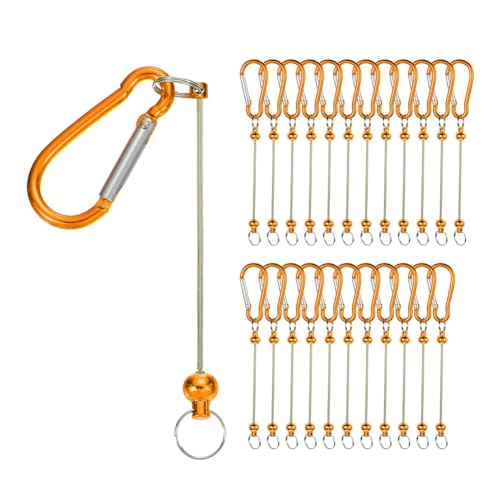 LOLPALONE Beadable Schlüsselanhänger-Stangen, 24 Stück, Metallperlen, Schlüsselbundrohlinge, Großpackung mit Karabinerhaken, Orange von LOLPALONE