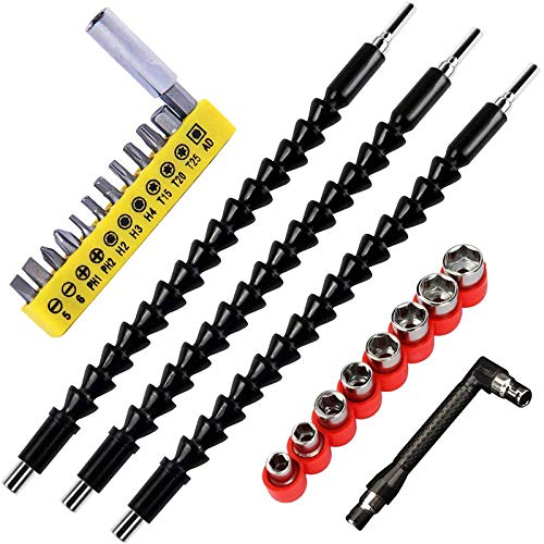 LOLPALONE Flexible Bohrer VerläNgerung 1/4 Magnetische Sechskant Weichwelle mit 12 Teiligen Bohrer Sets 8 StüCke Mutter Treiber Bohrer Set von LOLPALONE