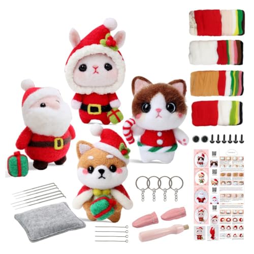 LOLPALONE Nadelfilz-Set für Weihnachtspuppen, Zubehör für Anfänger, Nadelfilz-Set, Filznadeln, Schaumstoff-Pad, Filztuch, Anleitung (evtl. nicht in deutscher Sprache) von LOLPALONE