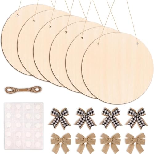 LOLPALONE Packung mit 6 unfertigen Holzringen, leeres Holz für Kunsthandwerk, 12 Zoll (30,5 cm) Holz-Türschild, rund von LOLPALONE