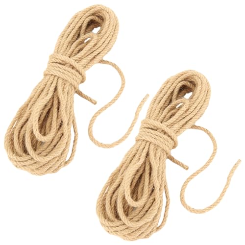 LOLYSIC 2 Stück 10M Jute-Schnur, 6MM Dicke Natur Braun Jute-Kordel,Geschenk-Band Bastelschnur Dekokordel, Geeignet für Terrassenseil, Gartenseil, Dekoration und andere DIY Basteln von LOLYSIC