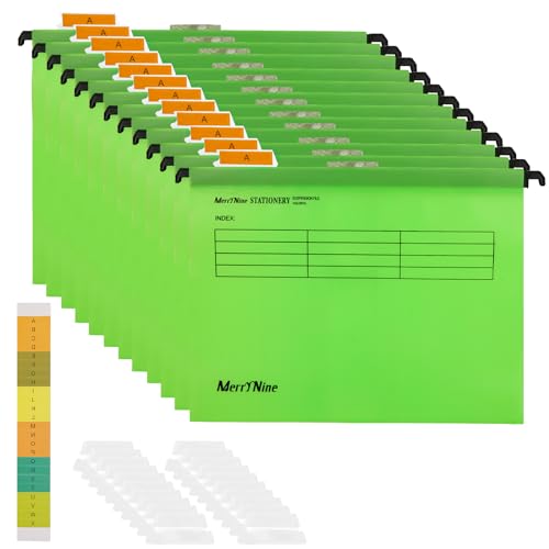 LOLYSIC 20 Stück Hängemappe 244 x 314 mm,Polypropylen-Aktenschrank,mit 20 zusätzlichen Druckknöpfen mit Etiketten für Büro, Schule und Schreibtisch,(smaragdfarben) von LOLYSIC