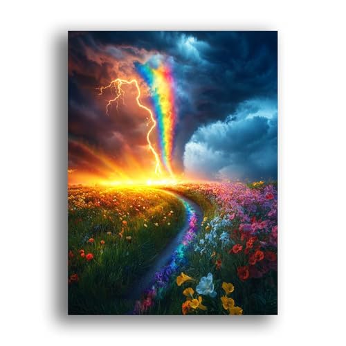 LOMSIOY DIY Diamond Painting Erwachsene Tornado Diamond Painting Bilder with Accessories for Full Drill Rhinestone Embroidery Landschaft Diamond Painting Crystal Art Home Wall Decor 30 X 40 cm 24921 von LOMSIOY