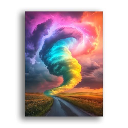 LOMSIOY DIY Diamond Painting Erwachsene Tornado Diamond Painting Bilder with Accessories for Full Drill Rhinestone Embroidery Landschaft Diamond Painting Crystal Art Home Wall Decor 30 X 40 cm 25252 von LOMSIOY