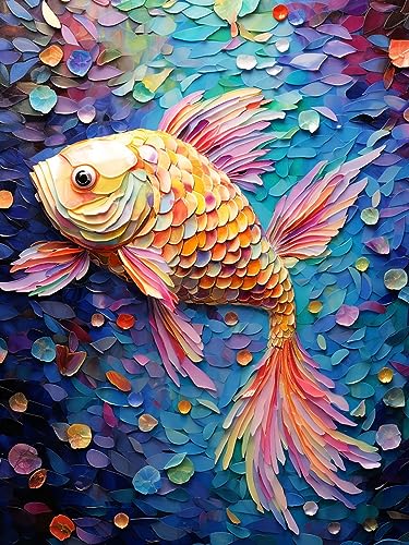 LOMSIOY DIY Diamond Painting Set Fisch 5D Diamant Painting Bilder Tier Mit Zubehör für Voll Full Drill Strass Stickerei Diamant Malerei Kristall Erwachsene Home Wall Décor 30×40 cm von LOMSIOY