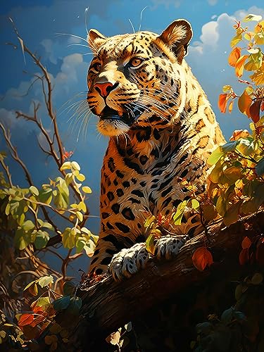 LOMSIOY DIY Diamond Painting Set Leopard 5D Diamant Painting Bilder Animal Mit Zubehör für Voll Full Drill Strass Stickerei Diamant Malerei Kristall Erwachsene Home Wall Décor 30×40 cm von LOMSIOY