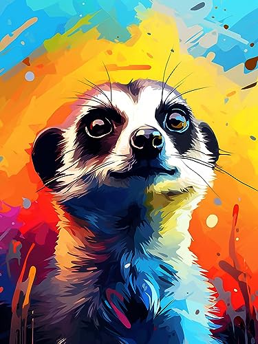 LOMSIOY DIY Diamond Painting Set Meerkat 5D Diamant Painting Bilder Animal Mit Zubehör für Voll Full Drill Strass Stickerei Diamant Malerei Kristall Erwachsene Home Wall Décor 30×40 cm von LOMSIOY