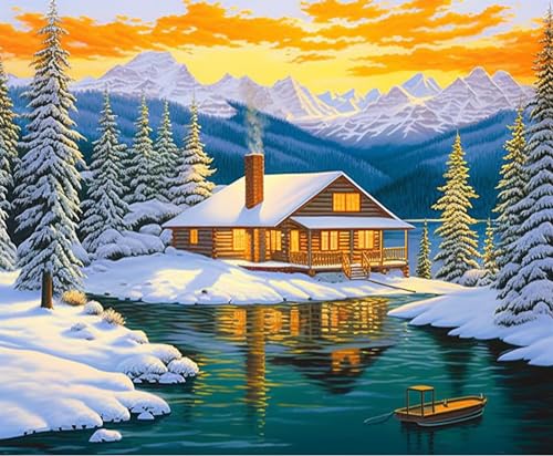 LOMSIOY DIY Diamond Painting Set Schneeberg 5D Diamant Painting Bilder Landschaft Mit Zubehör für Voll Full Drill Strass Stickerei Diamant Malerei Kristall Erwachsene Home Wall Décor 30×40 cm von LOMSIOY