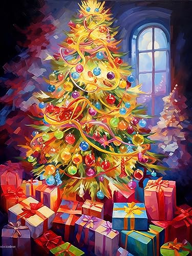 LOMSIOY DIY Diamond Painting Set Weihnachtsbaum. 5D Diamant Painting Bilder Geschenkbox Mit Zubehör für Voll Full Drill Strass Stickerei Diamant Malerei Kristall Erwachsene Home Wall Décor 30×40 cm von LOMSIOY