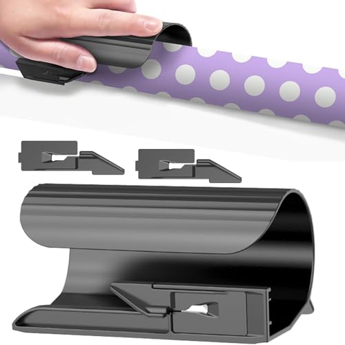 LOMUG Geschenkpapier Schneider für Rollen, Geschenkpapier Cutter, 1PCS Schwarz Tragbare Papierschneider, Tragbare Sliding Weihnachts Roll Papier Schneidegerät für Weihnachten, Geburtstag, Halloween von LOMUG