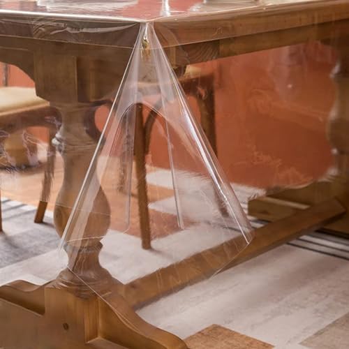 LOMUG Tischdecke Transparent Tischfolie,0.18mm Tischdecke Abwaschbar Transparent,Glasklar Weiche Folie Durchsichtige Tischdecke Wasserdichtes Tischfolie(140 * 180cm) von LOMUG