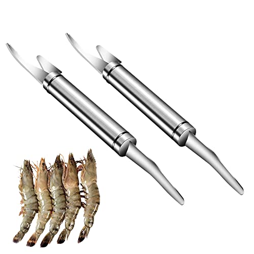 LONGHAO 2 pcs,5-In-1-Multifunktionales Garnelenschnur,Garnelenschnurmesser,Edelstahl Shrimp Peeler,Multipurpose Shrimp Peeler,GarnelenschäLer SchäLwerkzeug,Garnelenreinigungswerkzeug FüR Die HausküChe von LONGHAO