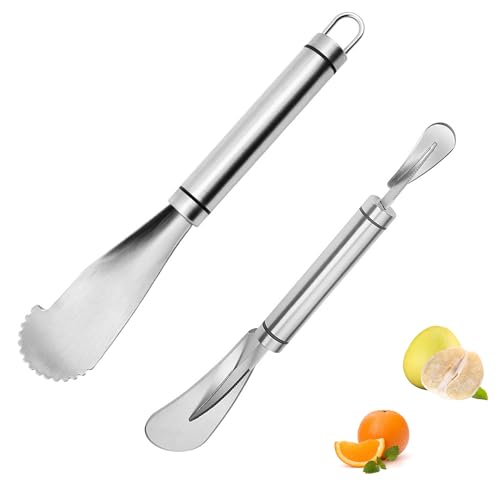 LONGHAO 2 pcs Zitrusfrüchte Zester Grapefruit-Schäler Pomeloöffner Aus Edelstahl Orange Zester Reibe Zitronenschäler-Orangenschäle Küchenschäler Werkzeug,Für Zitrone,Orange,Grapefruit,Für Küche (#1) von LONGHAO