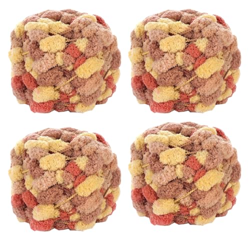 4 Knäuel Pomp-A-Doodle-Garn, 100 % Polyester, Jelly Bean, Pom-Pom, Knäuel zum Häkeln, Stricken, Decken, Matte, Haustiernest, 500 g (Nice Grapefruit, L) von LONGJUN