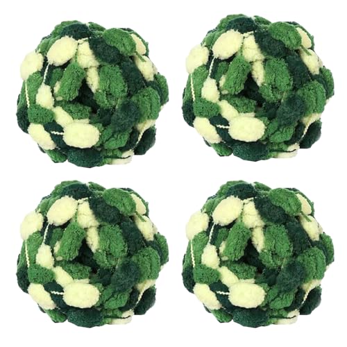 4 Knäuel Pomp-A-Doodle-Garn, 100 % Polyester, Jelly Bean, Pom-Pom, Knäuel zum Häkeln, Stricken, Decken, Matte, Haustiernest, 500 g (Waldgrün, L) von LONGJUN